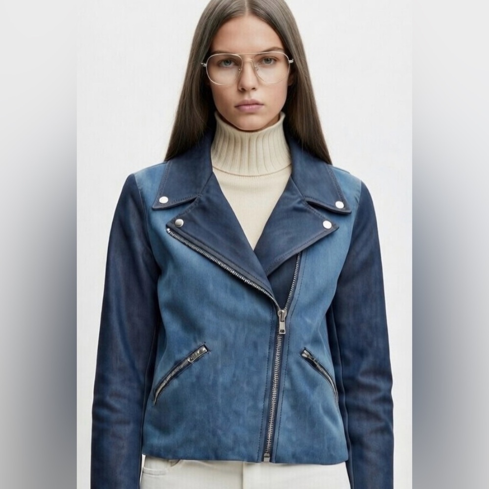 Wythe NY Designer Boutique Denim Moto Jacket XS $498 retail